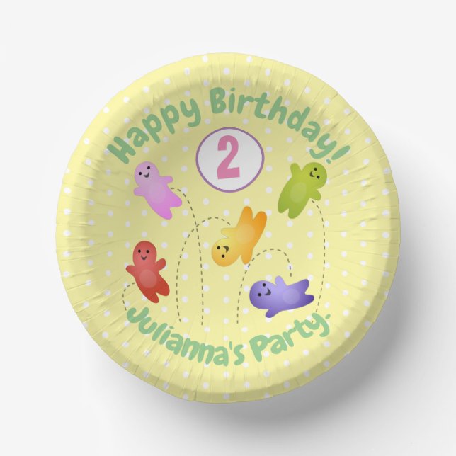 Cute jelly babies sweets candy cartoon paper bowls (Front)