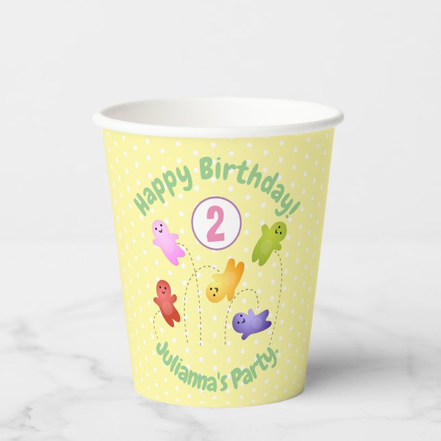 Cute jelly babies sweets candy cartoon paper cups (Front)