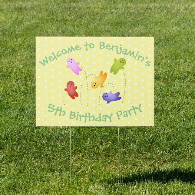 Cute jelly babies sweets candy cartoon sign (Insitu)