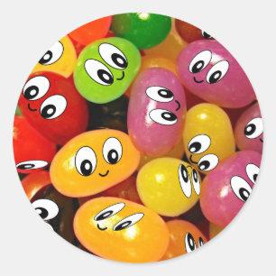 Cute Jelly Bean Classic Round Sticker