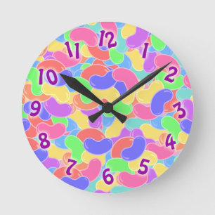 Cute Jelly Bean Jamboree Round Clock