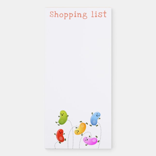 Cute jellybeans jumping cartoon illustration magnetic notepad (Front)
