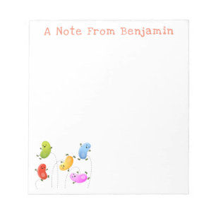 Cute jellybeans jumping cartoon illustration notepad