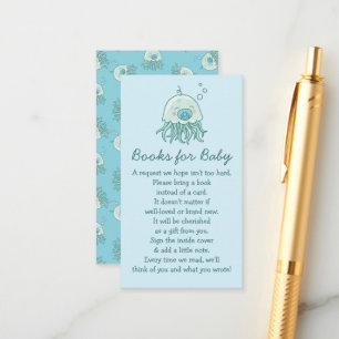Cute Jellyfish Baby Shower Blue Boy Books for Baby Enclosure Card