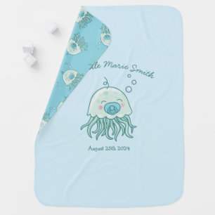 Cute Jellyfish Baby Shower Kawaii Blue Boy Baby Blanket