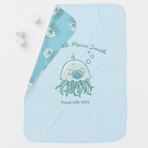 Cute Jellyfish Baby Shower Kawaii Blue Boy Blanket