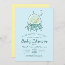 Cute Jellyfish Baby Shower Kawaii Invitation