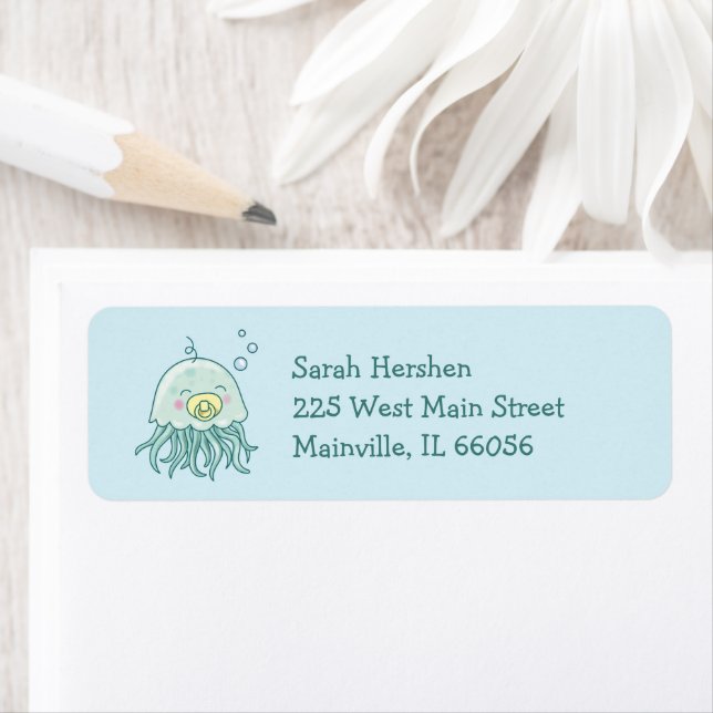 Cute Jellyfish Baby Shower Kawaii  Label (Insitu)