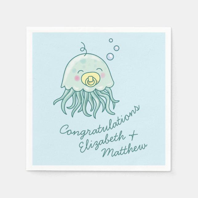 Cute Jellyfish Baby Shower Kawaii  Napkins (Front)