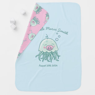 Cute Jellyfish Baby Shower Kawaii Pink Girl Baby Blanket
