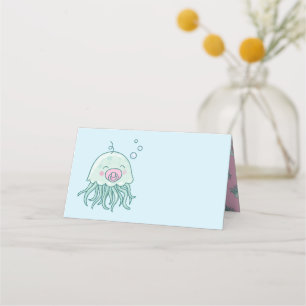 Cute Jellyfish Baby Shower Kawaii Pink Girl Place Card
