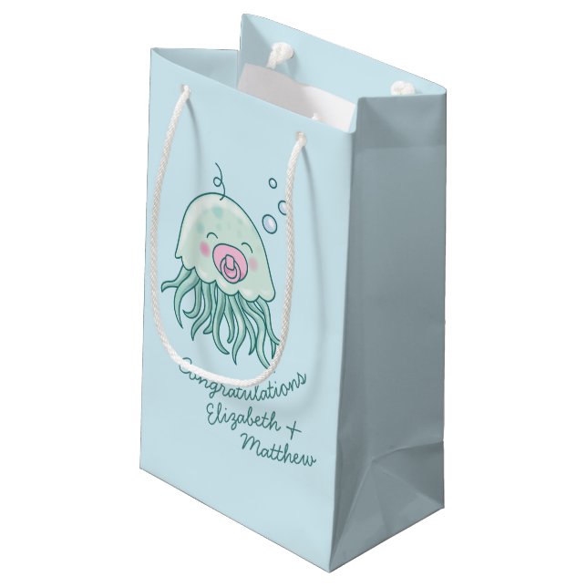 Cute Jellyfish Baby Shower Kawaii Pink Girl Small Gift Bag (Back Angled)