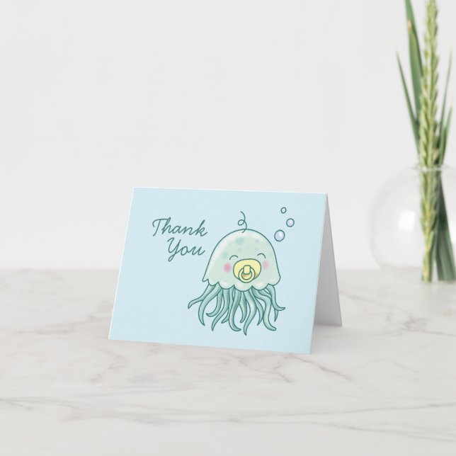 Cute Jellyfish Baby Shower Kawaii Thank You (Front)