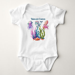 Cute Jellyfish, baby whale & octopus Baby Bodysuit