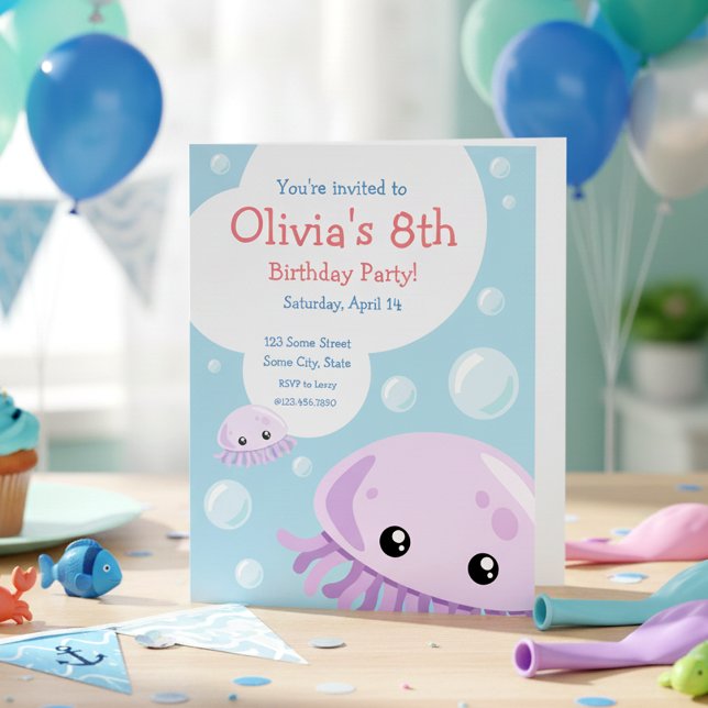 Cute Jellyfish Birthday Invitation (Creator Uploaded)