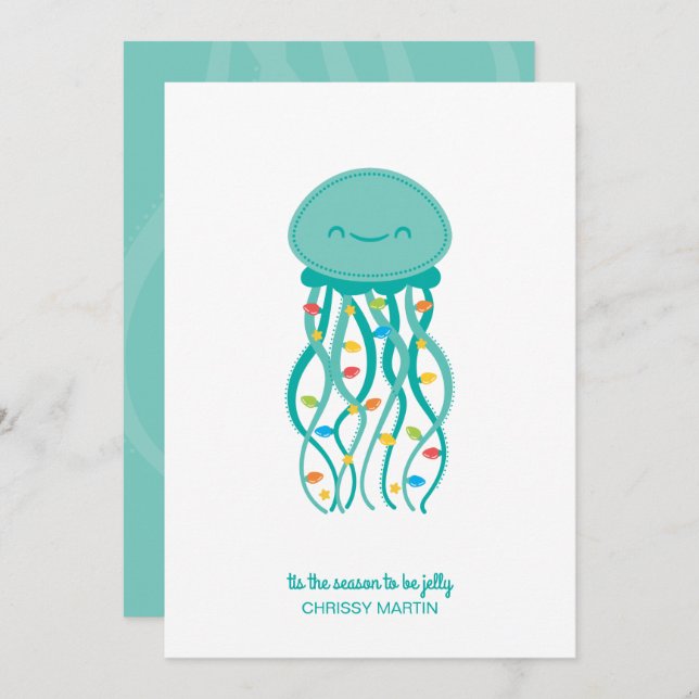 Cute Jellyfish Christmas Card (Front/Back)