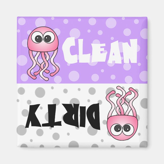 Cute Jellyfish Clean / Dirty Dishwasher Magnet (Front)