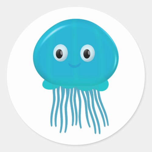 Cute Jellyfish Drawing Classic Round Sticker