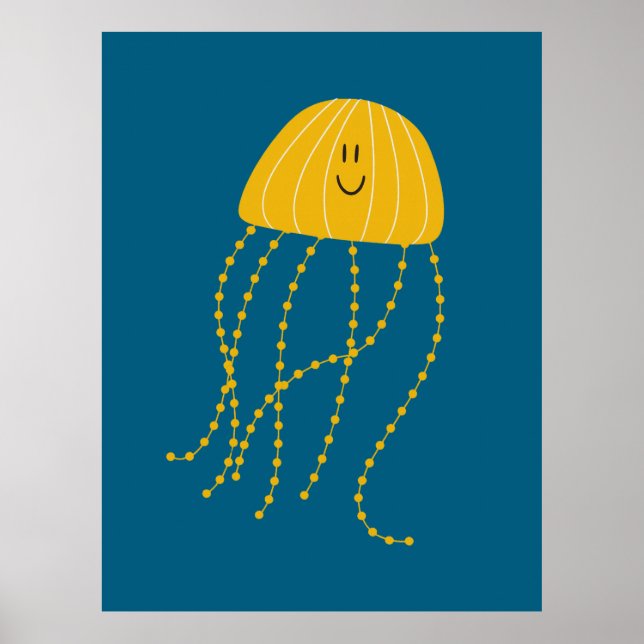 Cute Jellyfish – Fun Minimalist Ocean Poster (Front)