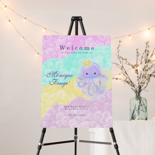 Cute Jellyfish Girl Baby Shower Welcome Sign