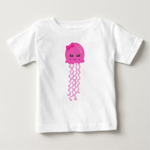 Cute Jellyfish Little Jellyfish Pink Jellyfish Baby T_Shirt