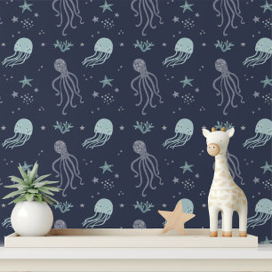 Cute Jellyfish Octopus Kids Peel and Stick Wallpaper