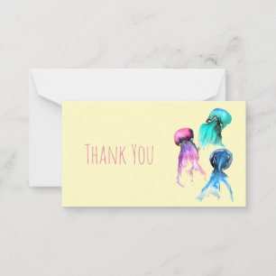 Cute jellyfish trio watercolor art note card