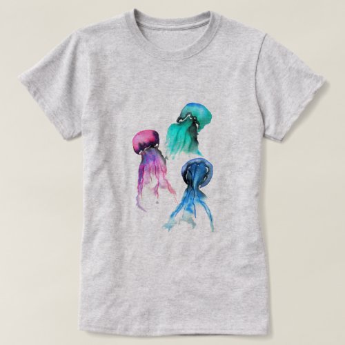 Cute jellyfish trio watercolor art T_Shirt