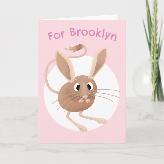 Cute jerboa cartoon birthday personalized card (Front)