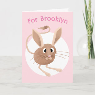 Cute jerboa cartoon birthday personalized card