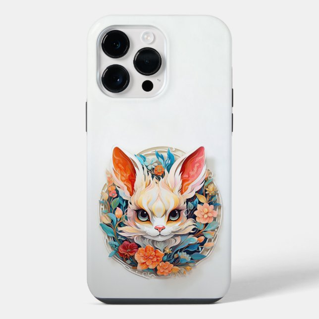 Cute Jerboa with flowers Paper Cutout Iphone Case (Back)