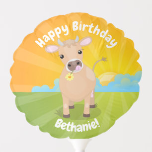 Cute Jersey cow personalised birthday Balloon