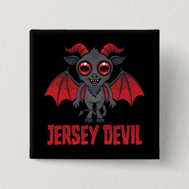 Cute Jersey Devil of the Pine Barrens Button (Front)