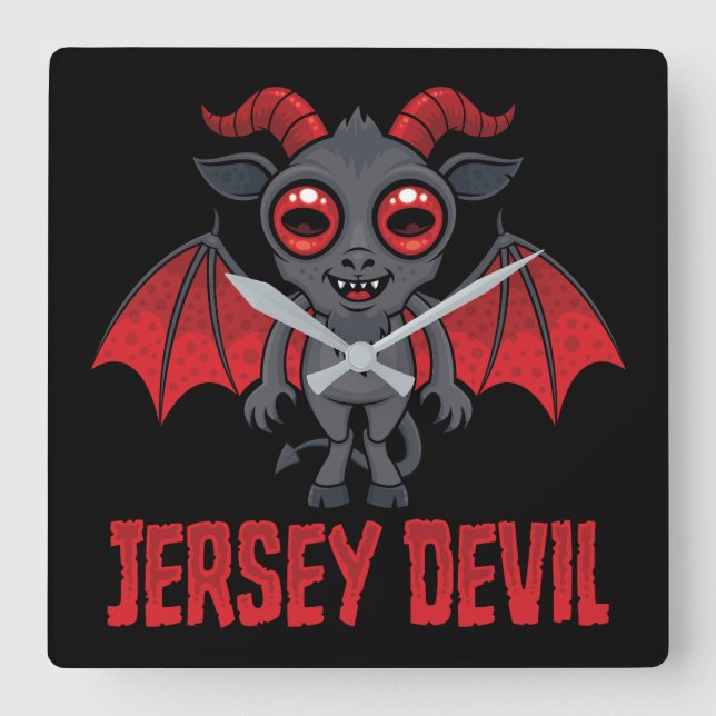Cute Jersey Devil of the Pine Barrens Square Wall Clock (Front)
