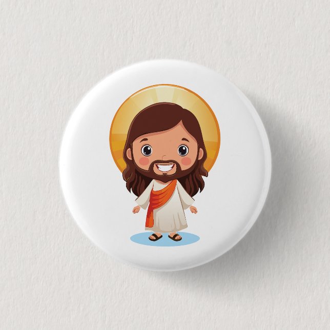 Cute Jesus Christ Illustration  Button (Front)