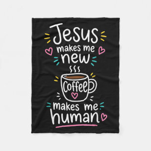 Cute Jesus Coffee Christian Faith Believer Fleece Blanket