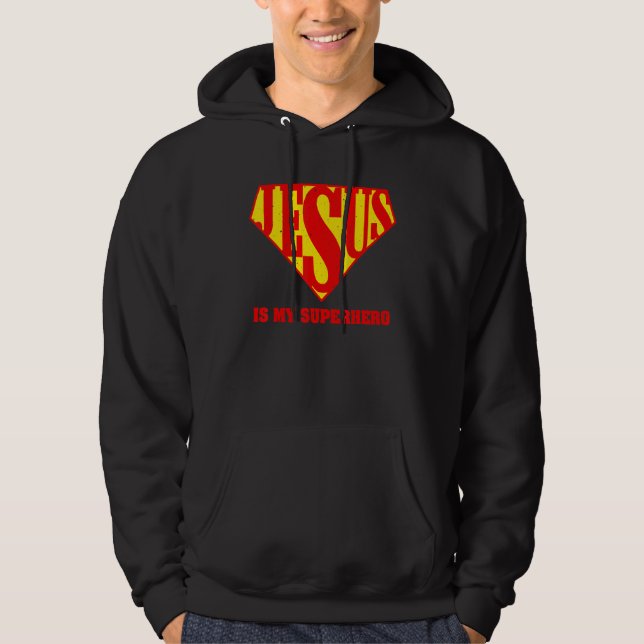 Cute Jesus Design For Boys Men Women Jesus Superhe Hoodie (Front)