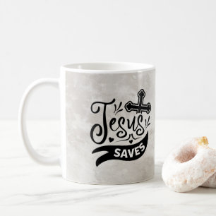 Cute Jesus Saves Christian Design Marbled Coffee Mug