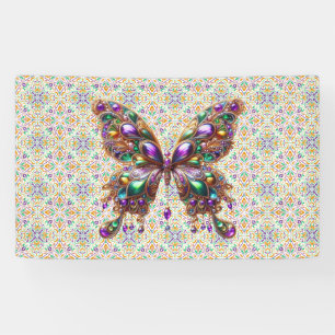 Cute jeweled Mardi Gras butterfly Banner