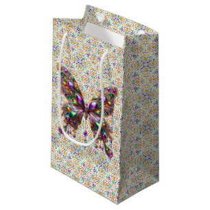 Cute jeweled Mardi Gras butterfly Small Gift Bag