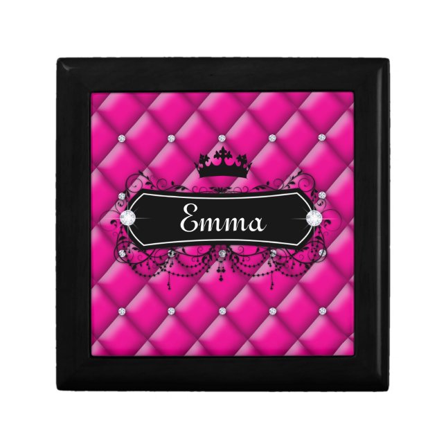Cute jewelry box pink custom name crown princess (Front)