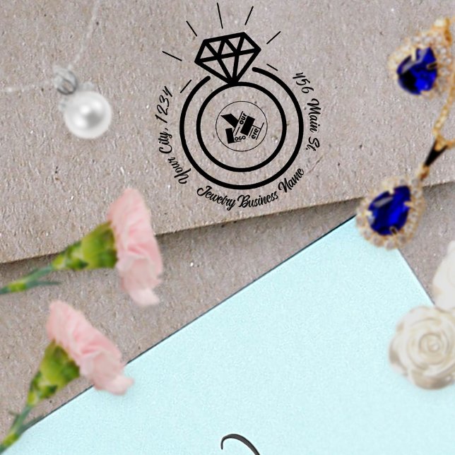 Cute Jewelry Brand Professional Logo Company Name  Rubber Stamp (Creator Uploaded)