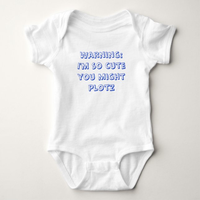 Cute Jewish baby gift - "So Cute/Plotz Baby Bodysuit (Front)