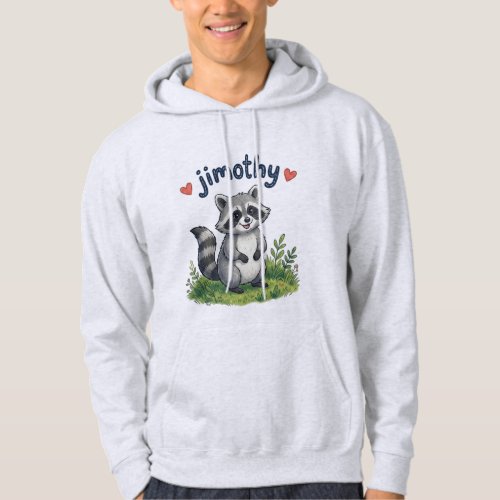 Cute Jimothy Raccoon in the Garden with Hearts Hoodie