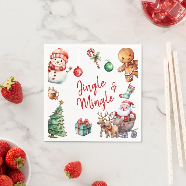 Cute Jingle and Mingle Christmas Napkins (Insitu)