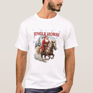 Cute Jingle Horse Santa Riding Horse Christmas lig T-Shirt