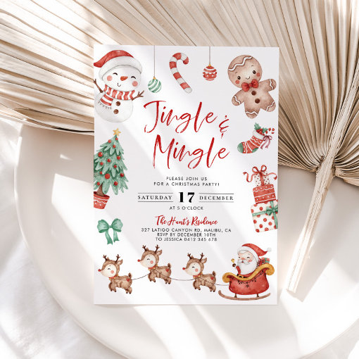 Cute Jingle & Mingle Christmas Party Invitation | Zazzle