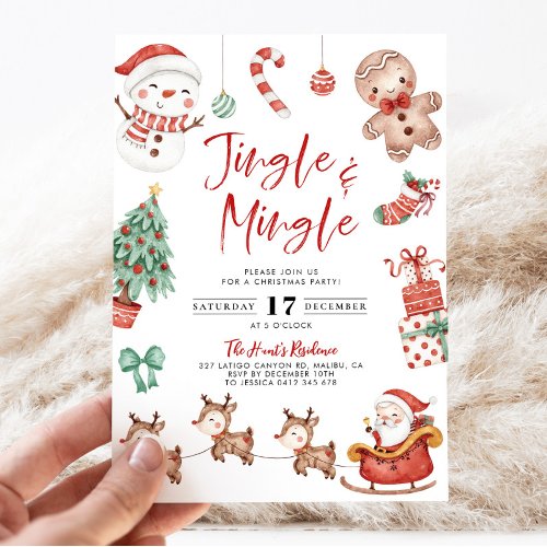 Cute Jingle  Mingle Christmas Party Invitation
