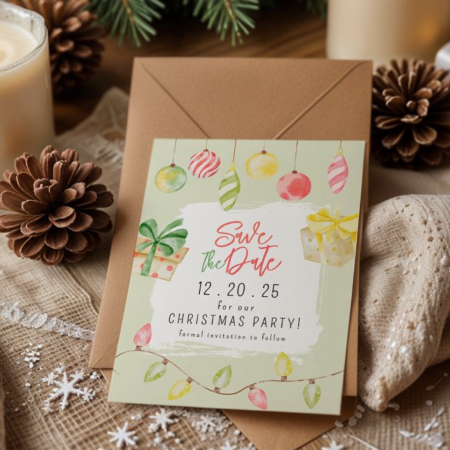 Cute Jingle & Mingle Green Christmas Party Save The Date (Creator Uploaded)