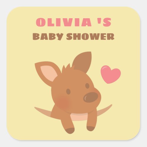 Cute Joey  Kangaroo Baby Shower Deco Stickers